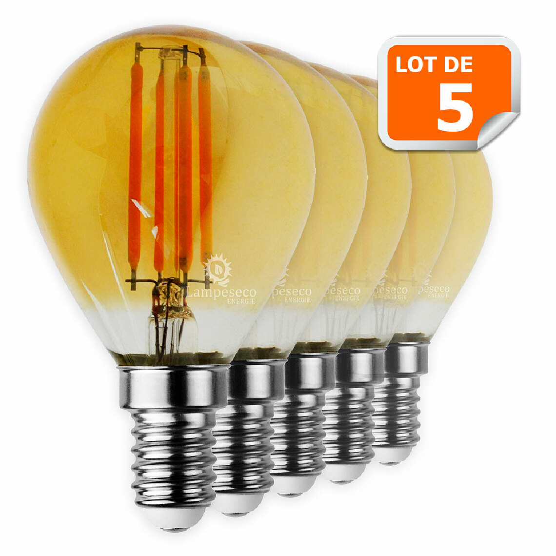 Lampesecoenergie - Lot de 5 Ampoules Led Filament forme G45 4 Watt (éq 42 watts) Culot E14 - Ampoules LED