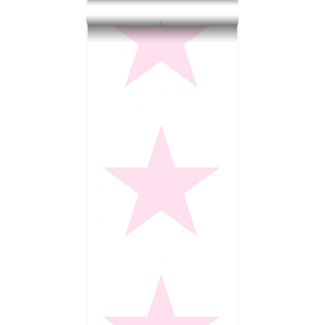 Origin - Origin papier peint grande étoile rose poudre clair et blanc mat - 347505 - 53 cm x 10,05 m - Papier peint