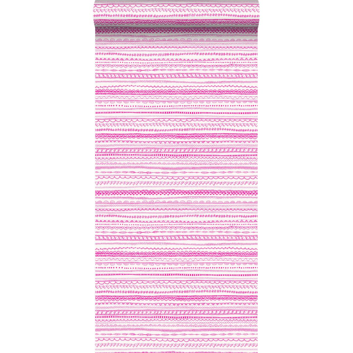 ESTAhome - ESTAhome papier peint ruban en dentelle rose bonbon - 138840 - 0.53 x 10.05 m - Papier peint