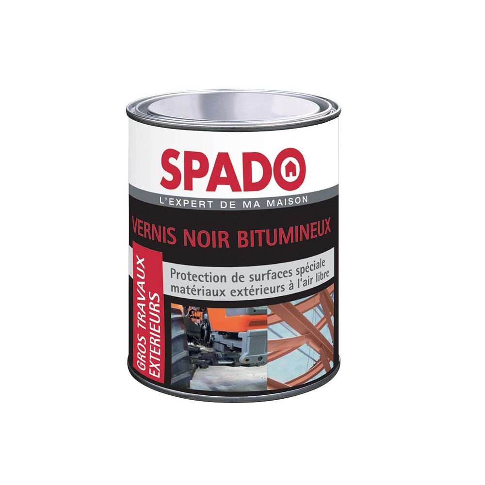 Spado - Vernis Noir Bitumeux - Gros travaux - 1 L - SPADO - Produit préparation avant pose