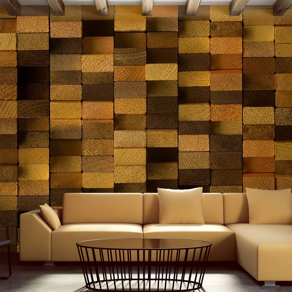 Bimago - Papier peint - Wooden Wall - Décoration, image, art | Deko Panels | 50x1000 cm | - Papier peint