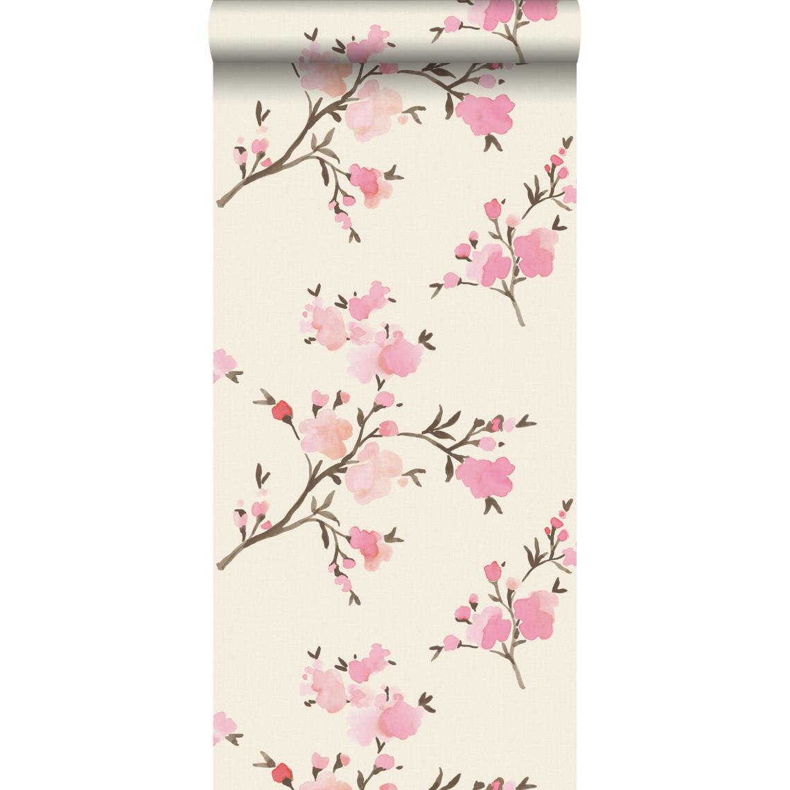 ESTAhome - ESTAhome PP intissé éco texture fleurs de cerisier rose - 148716 - 0.53 x 10.05 m - Papier peint