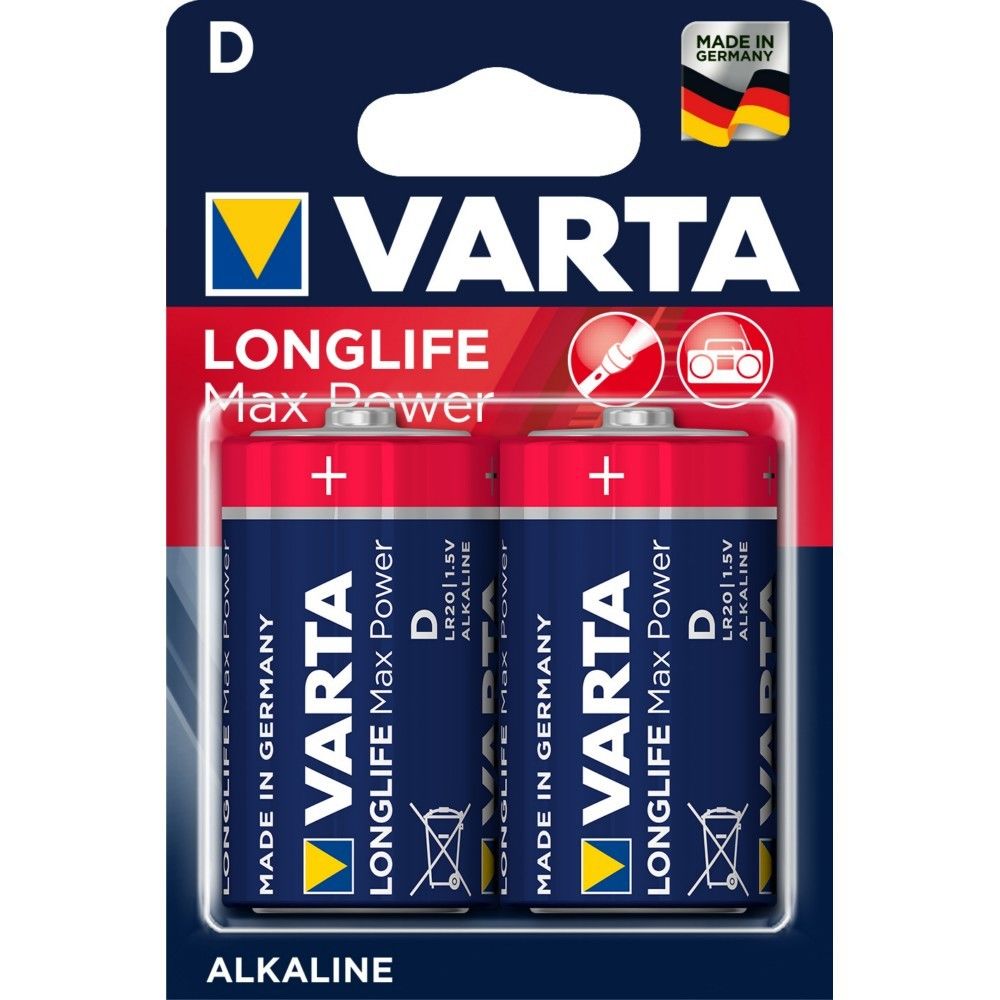 Varta - Lot de 2 Piles alcalines VARTA Longlife Max Power D/LR20 - Piles standard