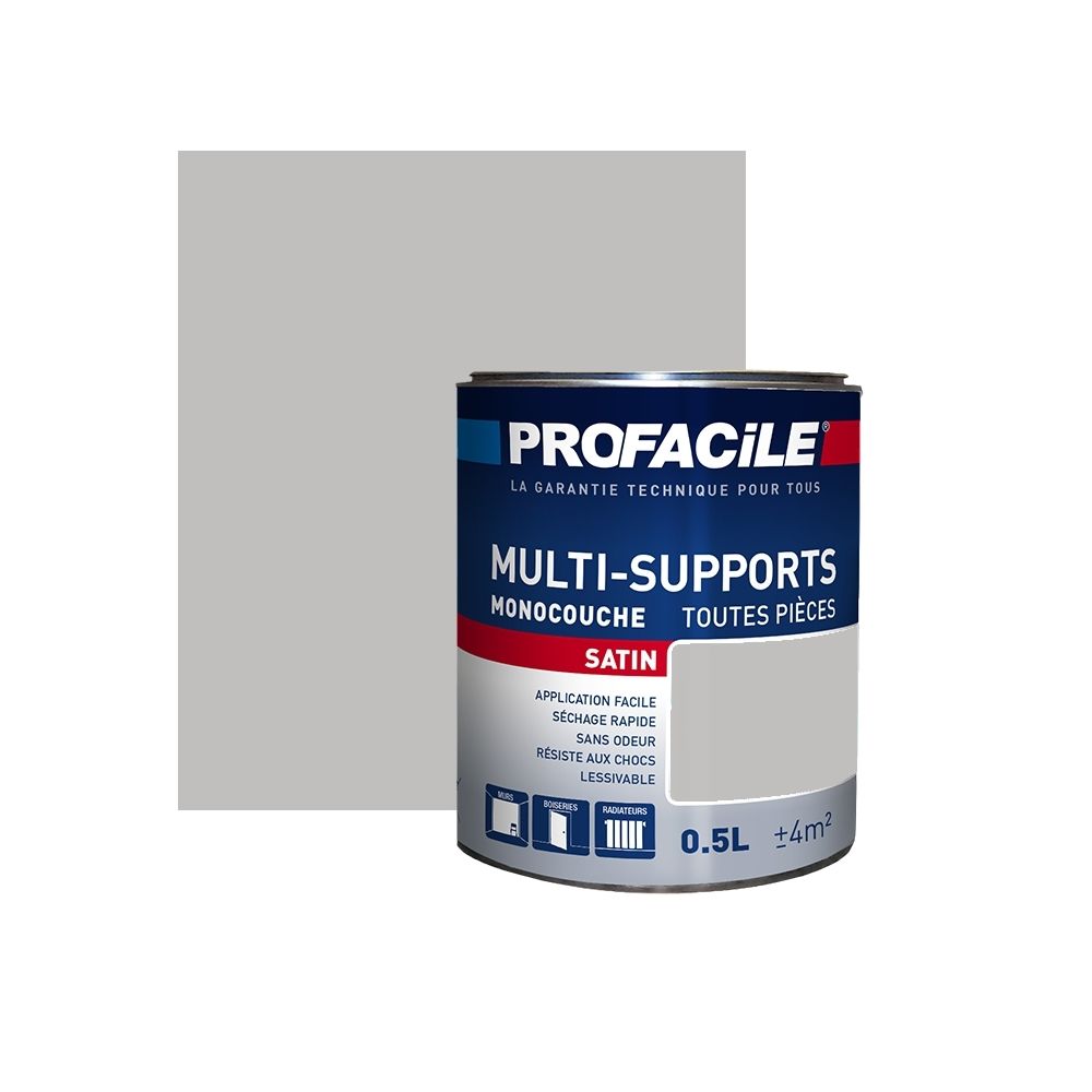 Profacile - Peinture intérieure multi-supports, PROFACILE-0.5 litre-Gris Poivre - Peinture & enduit rénovation