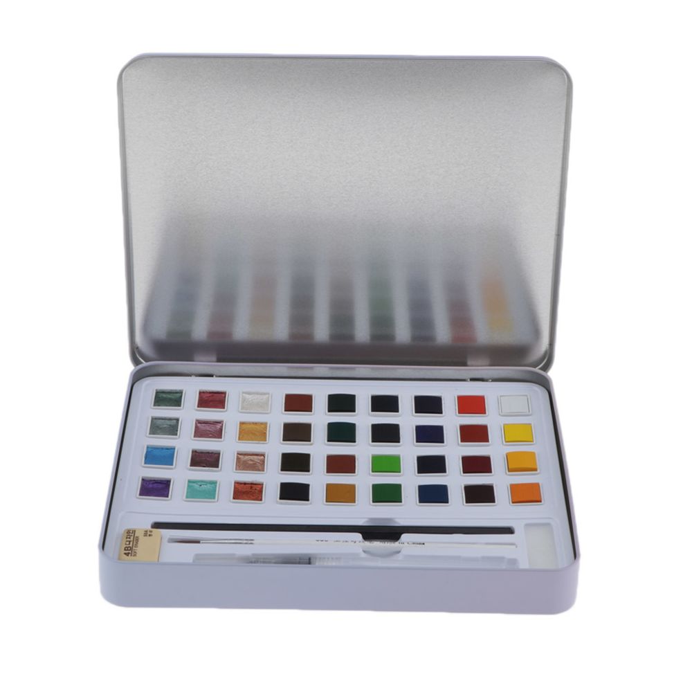 marque generique - 36/48 Couleurs Aquarelle Peintures Pigment Box Set Pour étudiant Dessin 36 Couleurs - Fibre de verre & papier à peindre