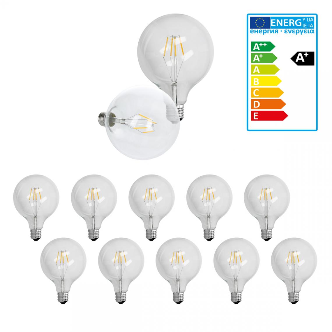 Ecd Germany - 10 x ampoule LED gros filament E27 4W 125 mm blanc chaud - Ampoules LED