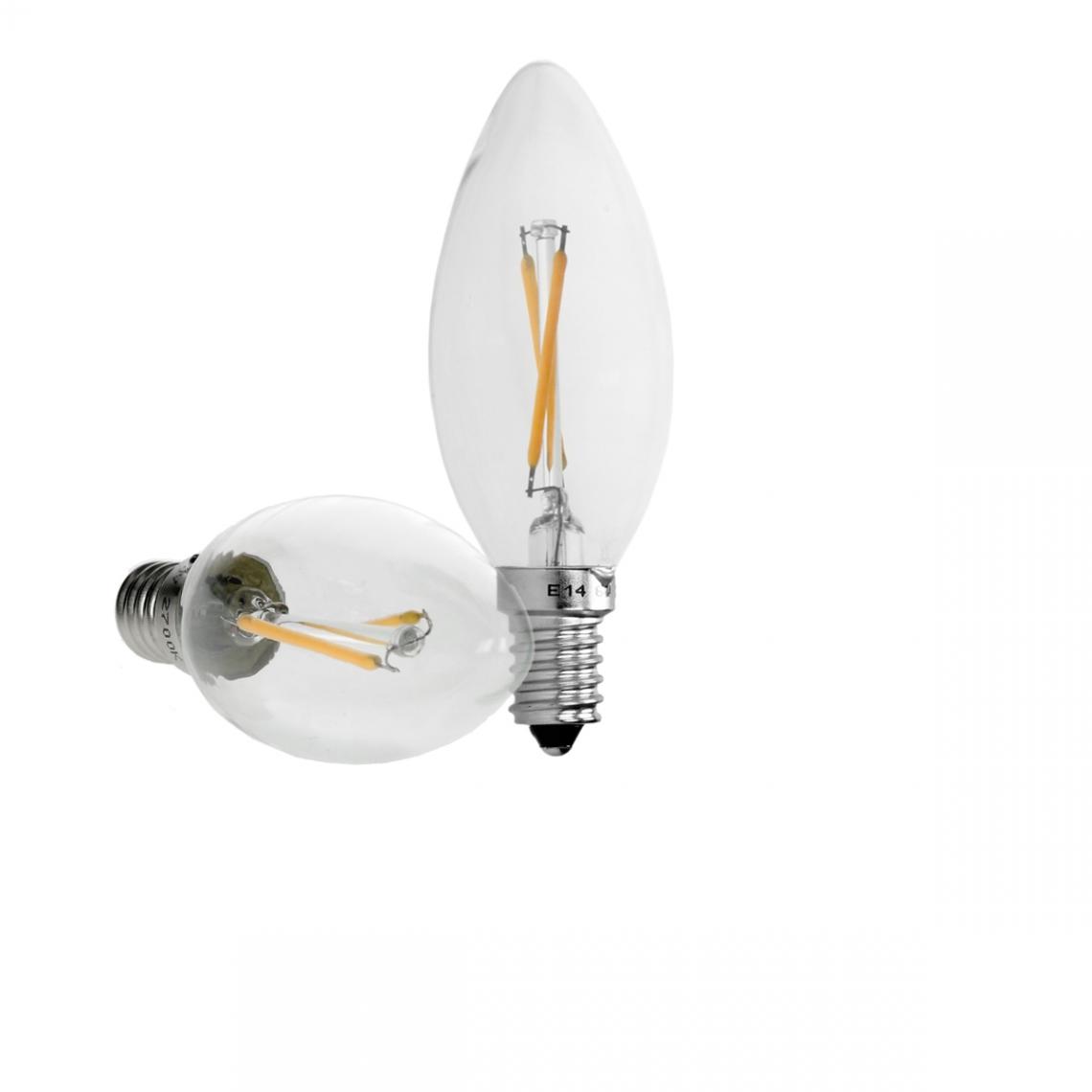 Ecd Germany - ECD Germany 1 paquet de bougies à filament LED E14 2W 204 lumens Angle de faisceau à 120 ° Le courant alternatif 220-240V initialise une lampe à incandescence de 15W environ - Ampoules LED