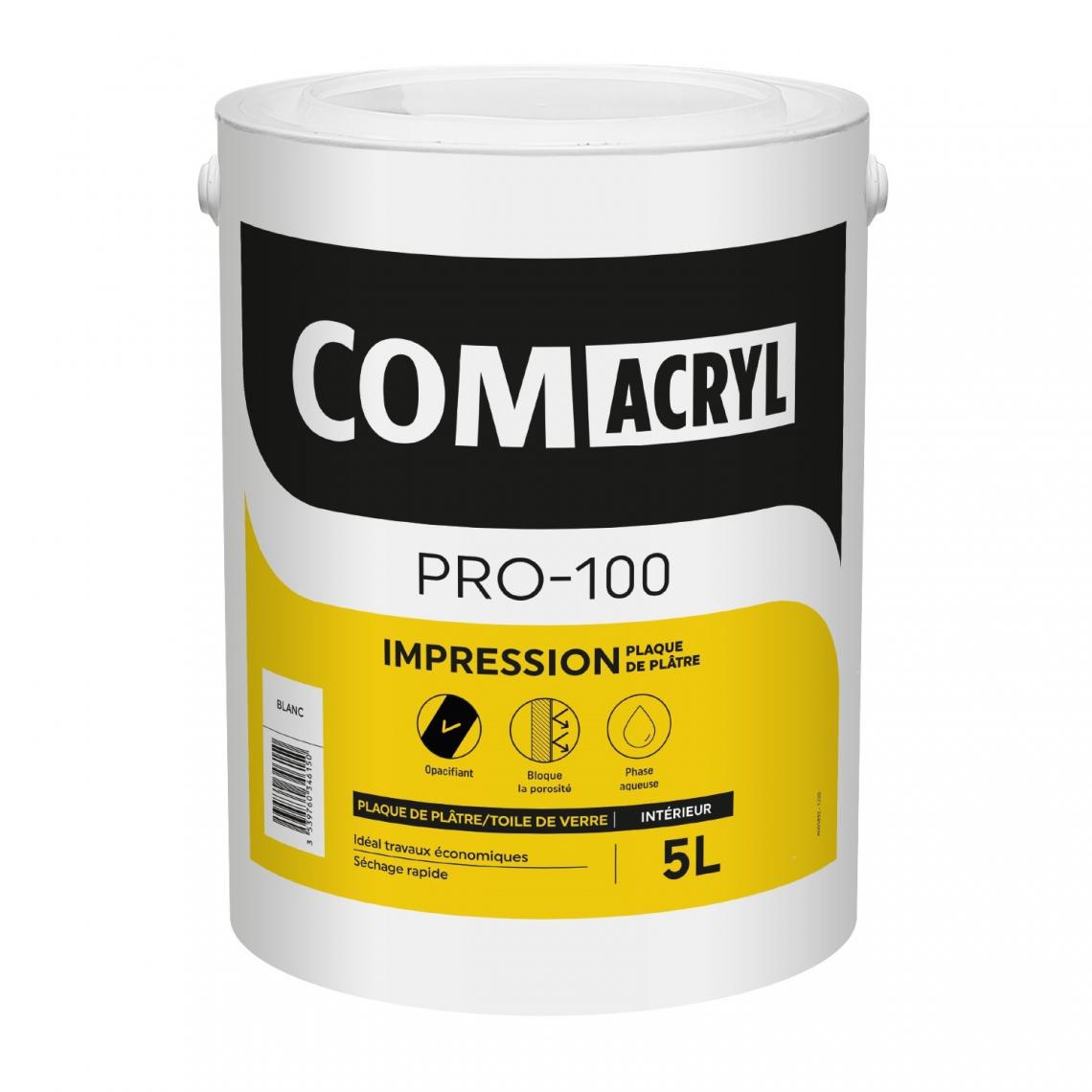 Comus - COMACRYL IMPRESSION 5L - Impression acrylique blanche en phase aqueuse - COMUS - Peinture intérieure