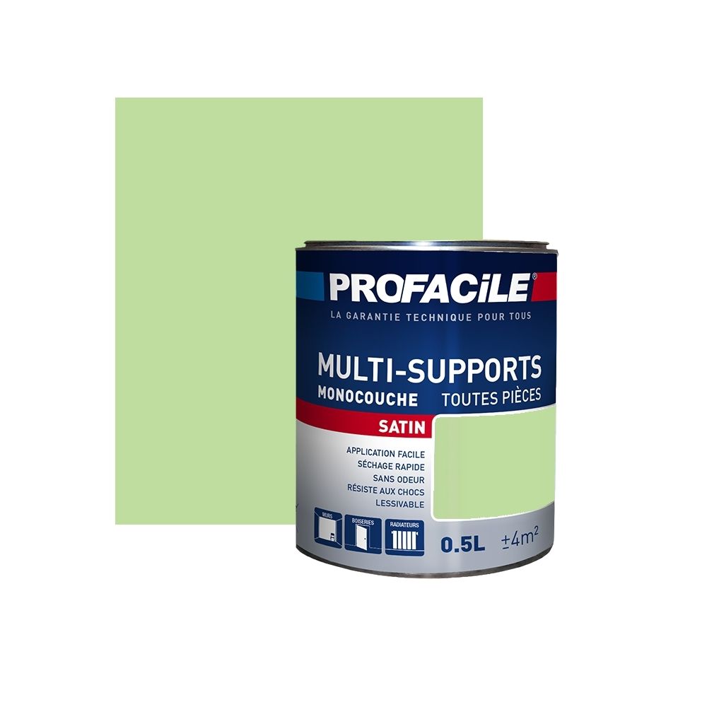 Profacile - Peinture intérieure multi-supports, PROFACILE-0.5 litre-Vert Lime - Peinture & enduit rénovation