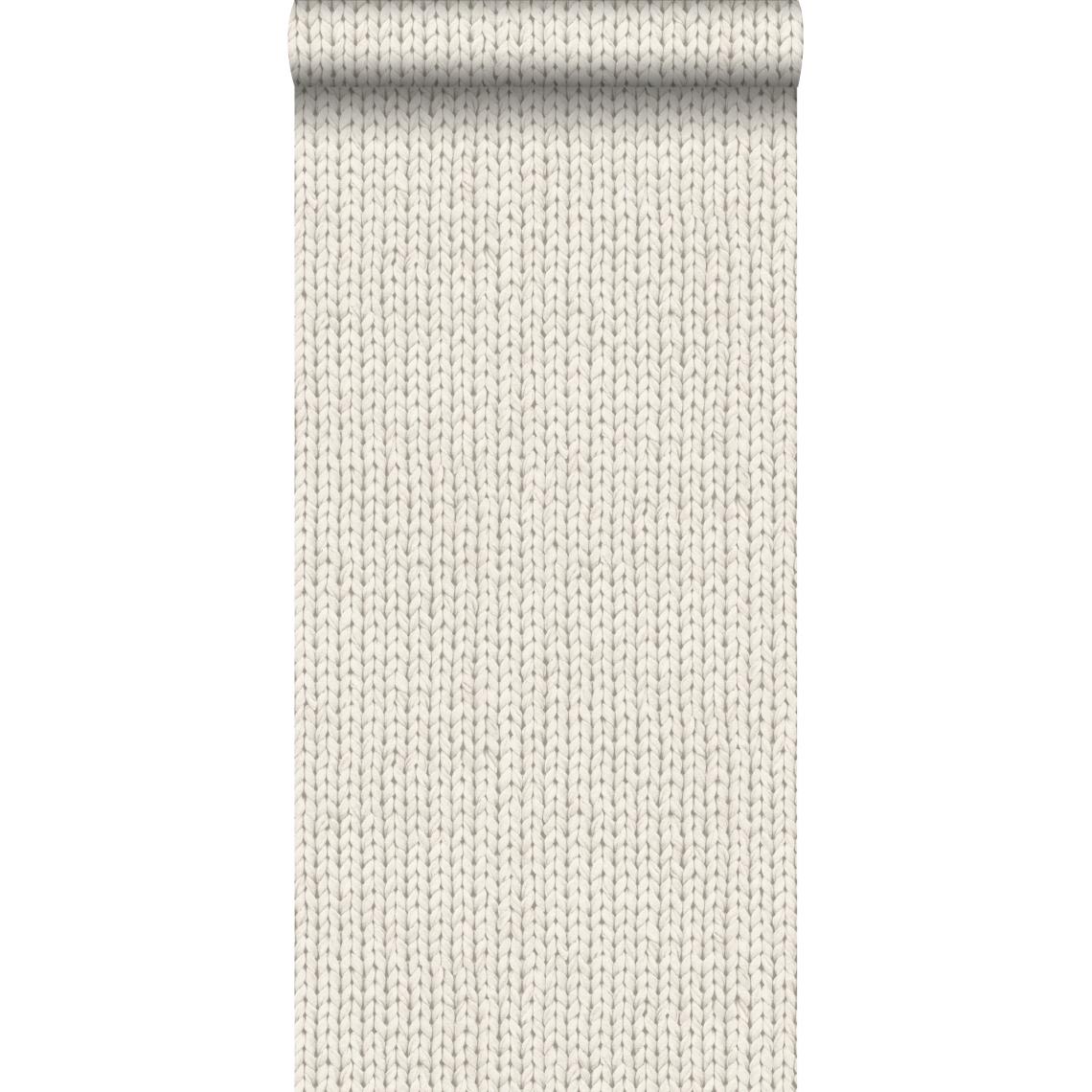 ESTAhome - ESTAhome papier peint tricoté beige - 137720 - 53 cm x 10,05 m - Papier peint
