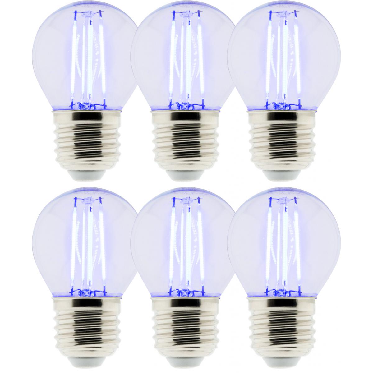 Elexity - Lot de 6 Ampoules LED Déco filament bleu 3W E27 Sphérique - Ampoules LED