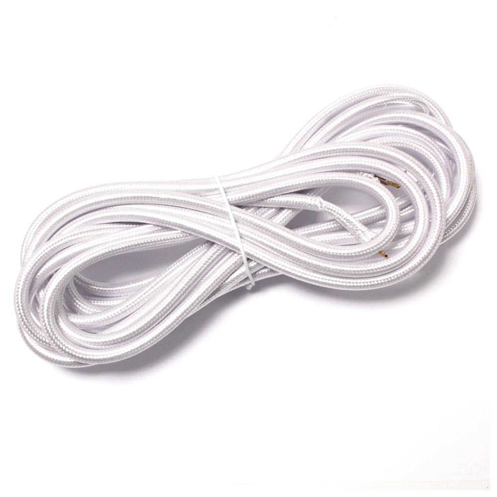 Bematik - Tissu décoratif Electric Cable 5m 2x0.75mm argent - Interrupteurs et prises en saillie