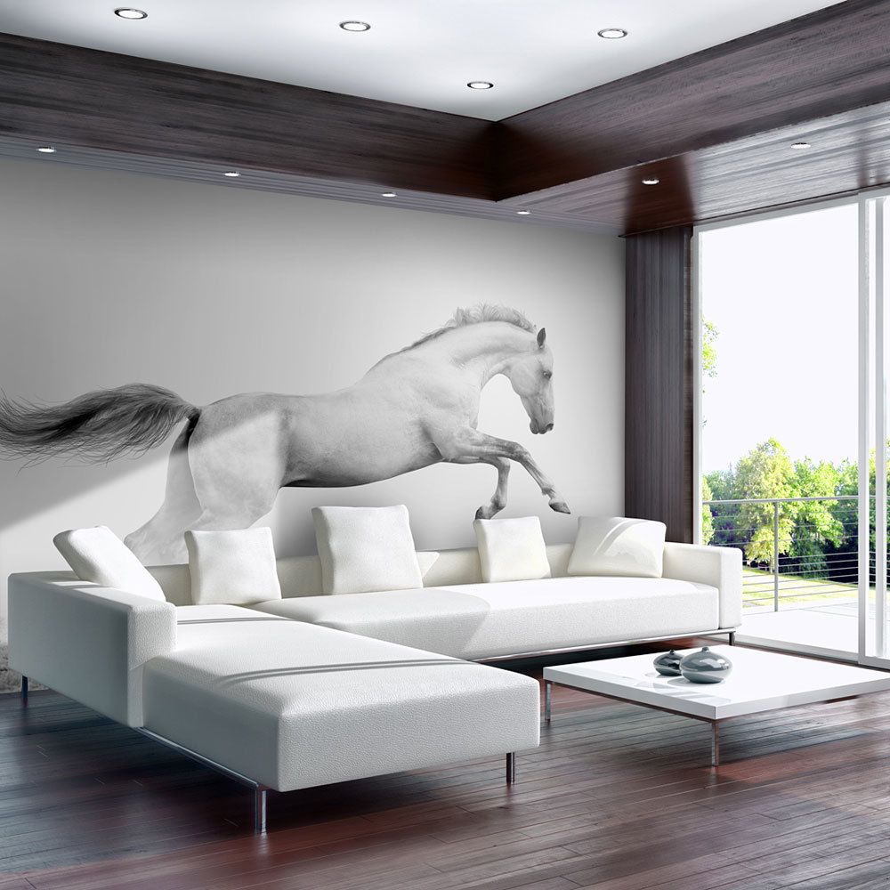 Bimago - Papier peint - White gallop - Décoration, image, art | Animaux | - Papier peint