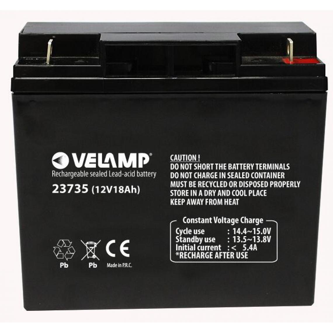 Velamp - Batterie rechargeable au plomb 12V 18Ah - Piles rechargeables