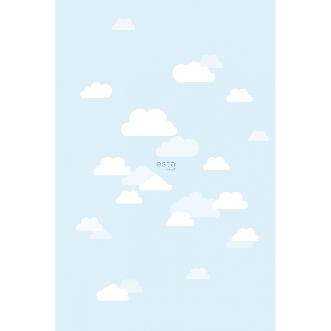 ESTAhome - ESTAhome papier peint panoramique petits nuages bleu clair - 158842 - 1.86 x 2.79 m - Papier peint