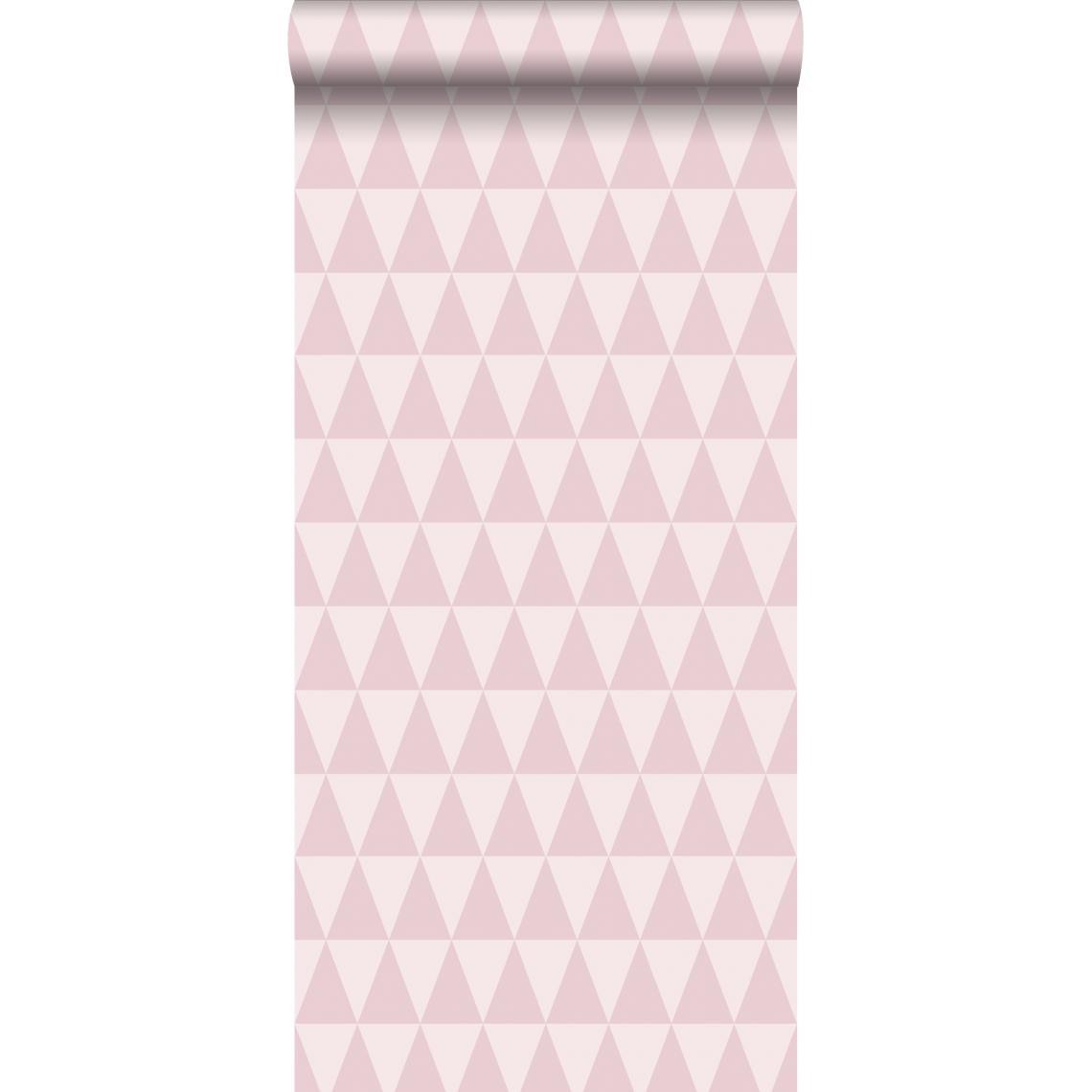 ESTAhome - ESTAhome papier peint triangles géométriques graphiques rose lilas - 148671 - 53 cm x 10,05 m - Papier peint
