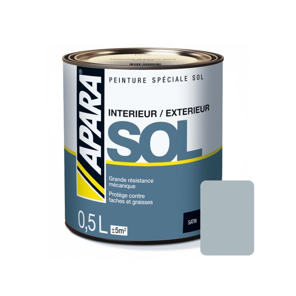 Apara - Peinture SOL SATIN-0.5 litre-Souris (RAL 7001) - Peinture & enduit rénovation
