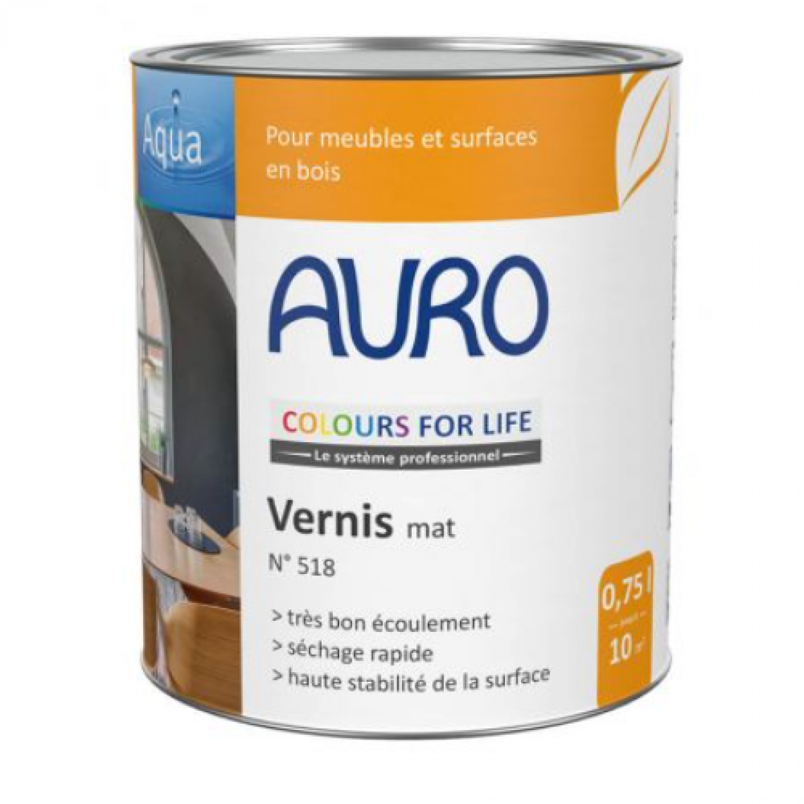 Auro - vernis mat transparent AURO N°518 pour bois (Volume : 0,375 litre) - Peinture intérieure