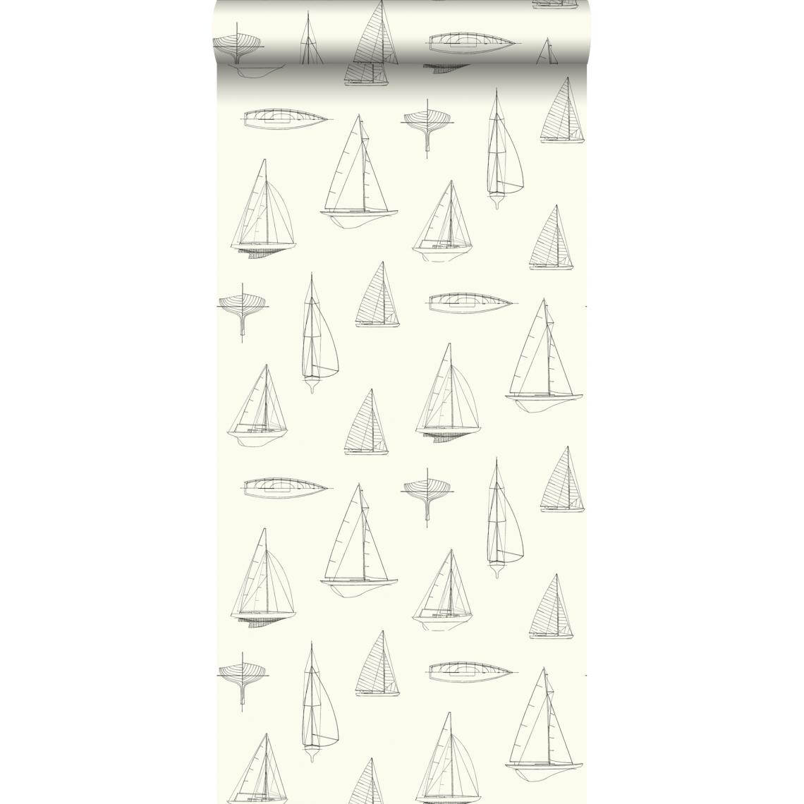 ESTAhome - ESTAhome papier peint bateaux beige - 136430 - 53 cm x 10,05 m - Papier peint