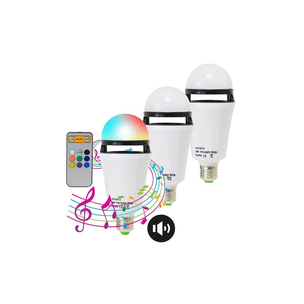 NC - Lot 3 Ampoules LED multicolore RGB et musicale connectée Bluetooth - Ampoules LED