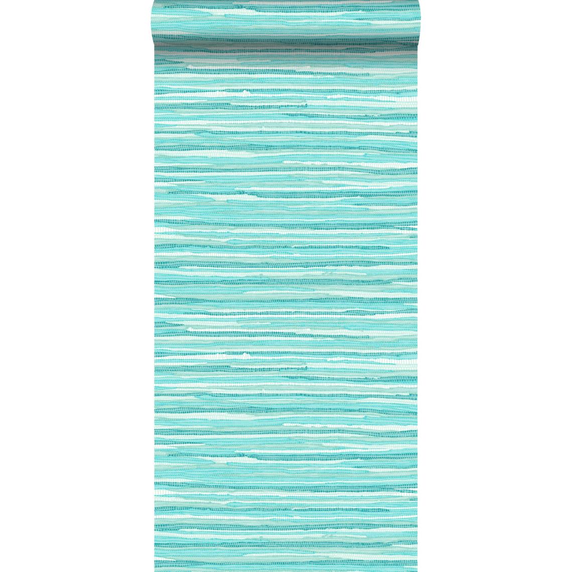 ESTAhome - ESTAhome papier peint motif tissé turquoise - 148621 - 53 cm x 10,05 m - Papier peint