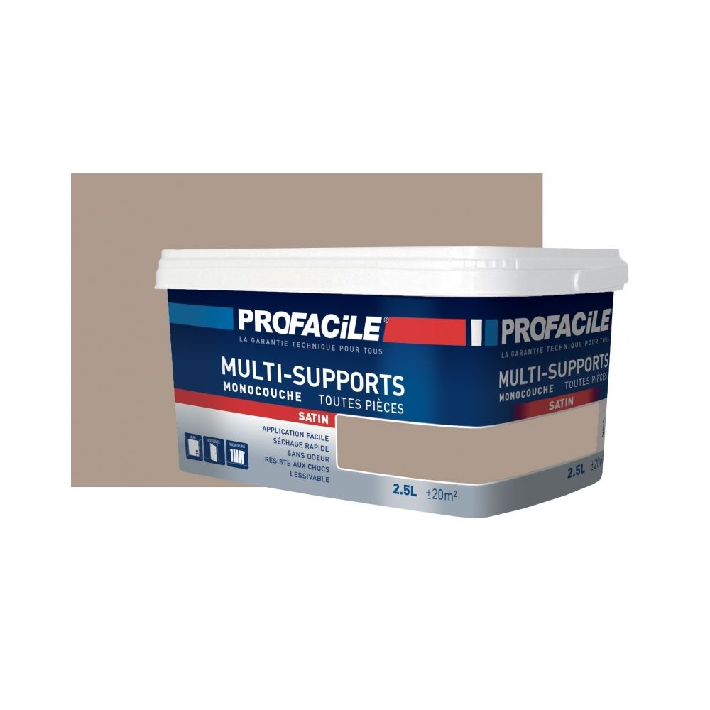 Profacile - Peinture intérieure multi-supports, PROFACILE-2.5 litres-Marron Glacé - Peinture & enduit rénovation