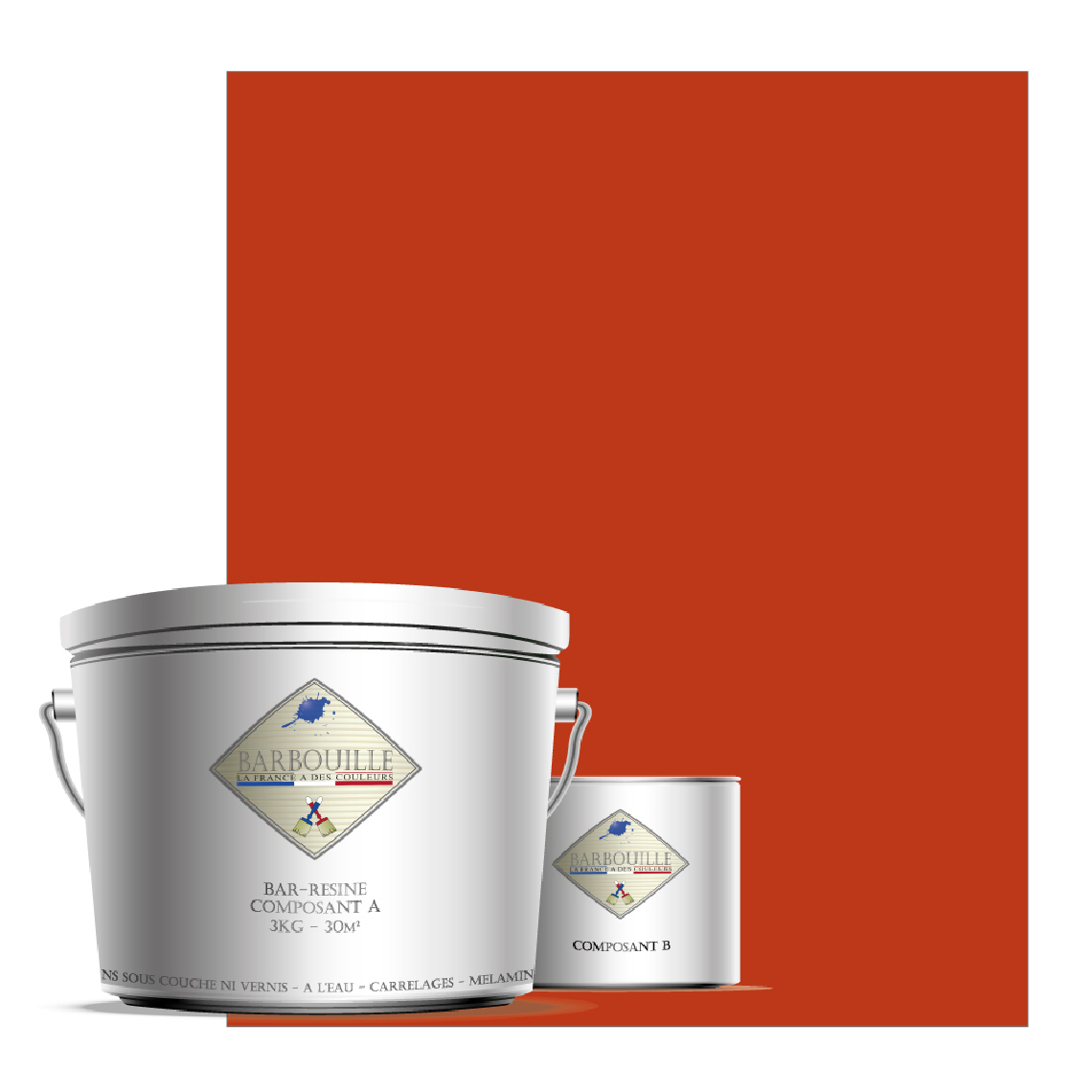 Barbouille - Peinture/résine époxy bi-composants, en phase aqueuse pour carrelages, faiences, stratifiés, PVC, etc… Finition Brillante - Peinture intérieure