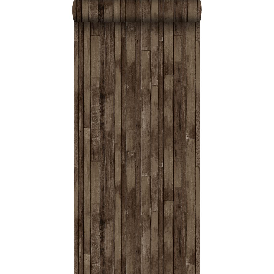 ESTAhome - ESTAhome papier peint imitation bois brun foncé - 138813 - 53 cm x 10.05 m - Papier peint