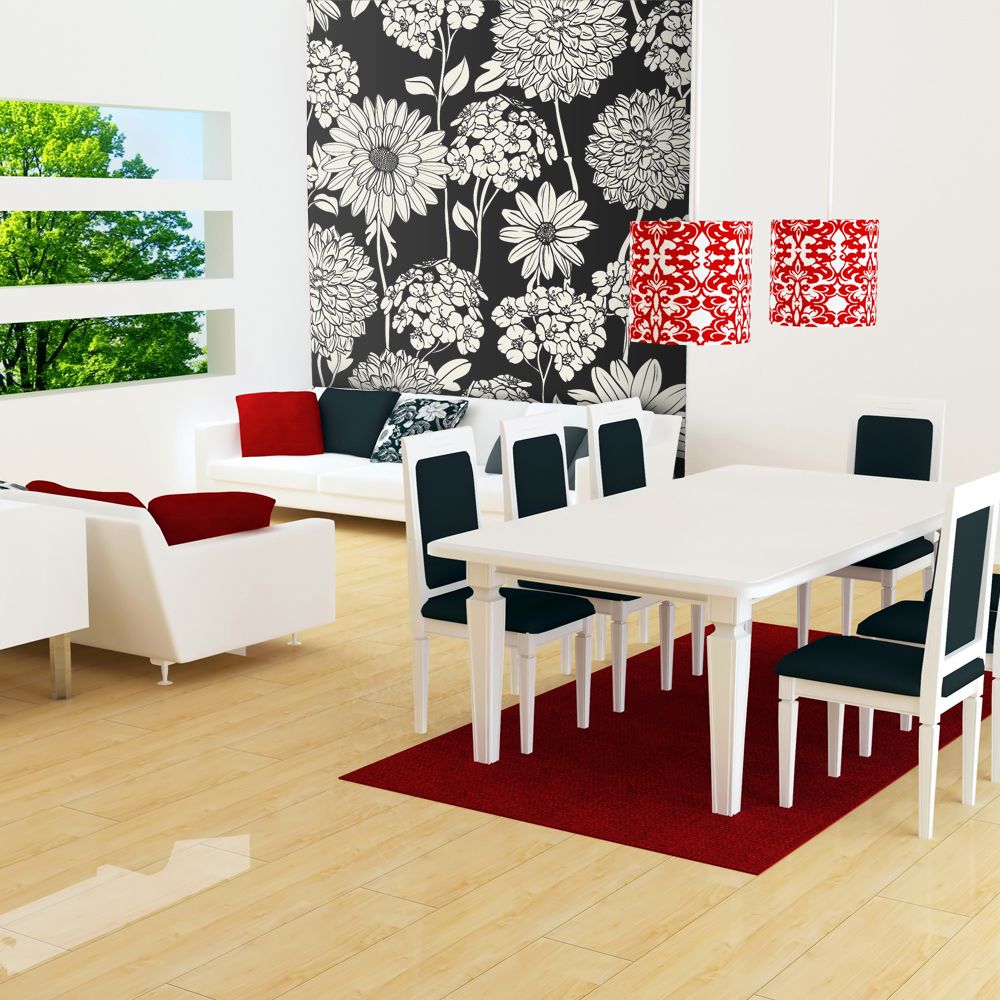 Bimago - Papier peint | Black and white floral pattern | 400x309 | Fonds et Dessins | Motifs floraux | - Papier peint