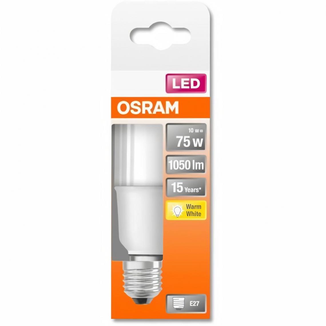 Osram - OSRAM Ampoule Stick LED dépoli avec radiateur 10W=75 E27 chaud - Ampoules LED
