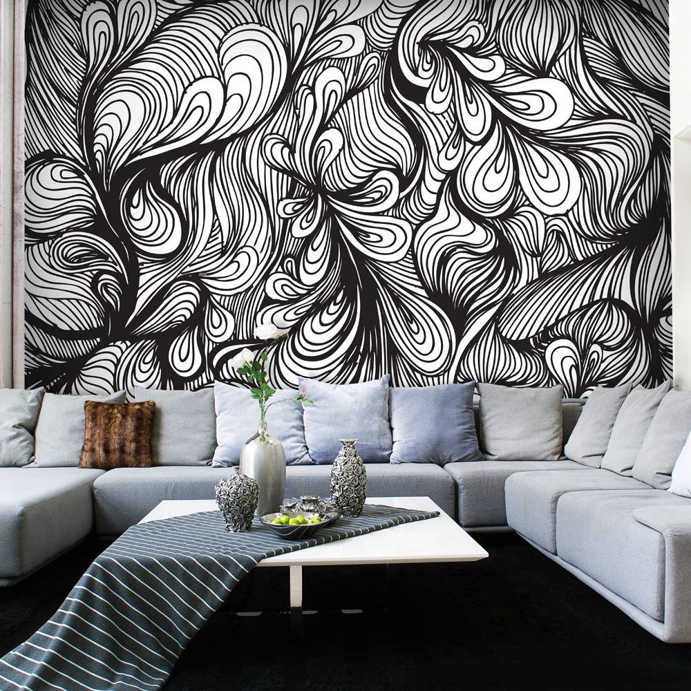 Bimago - Papier peint - Noir et blanc style rétro - Décoration, image, art | Fonds et Dessins | Ornements | - Papier peint