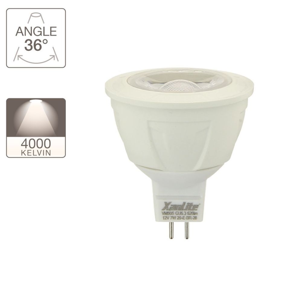 Xanlite - Ampoule LED spot, culot GU5.3, 7W cons. (50W éq.), angle focalisé, lumière blanche neutre - Ampoules LED