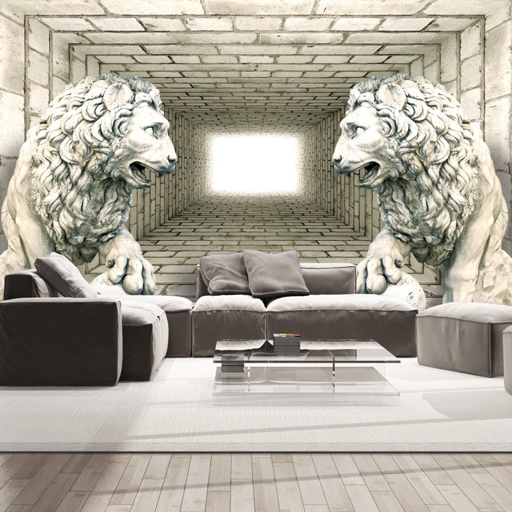 Bimago - Papier peint - Chamber of lions - Décoration, image, art | Fonds et Dessins | Pierre | - Papier peint