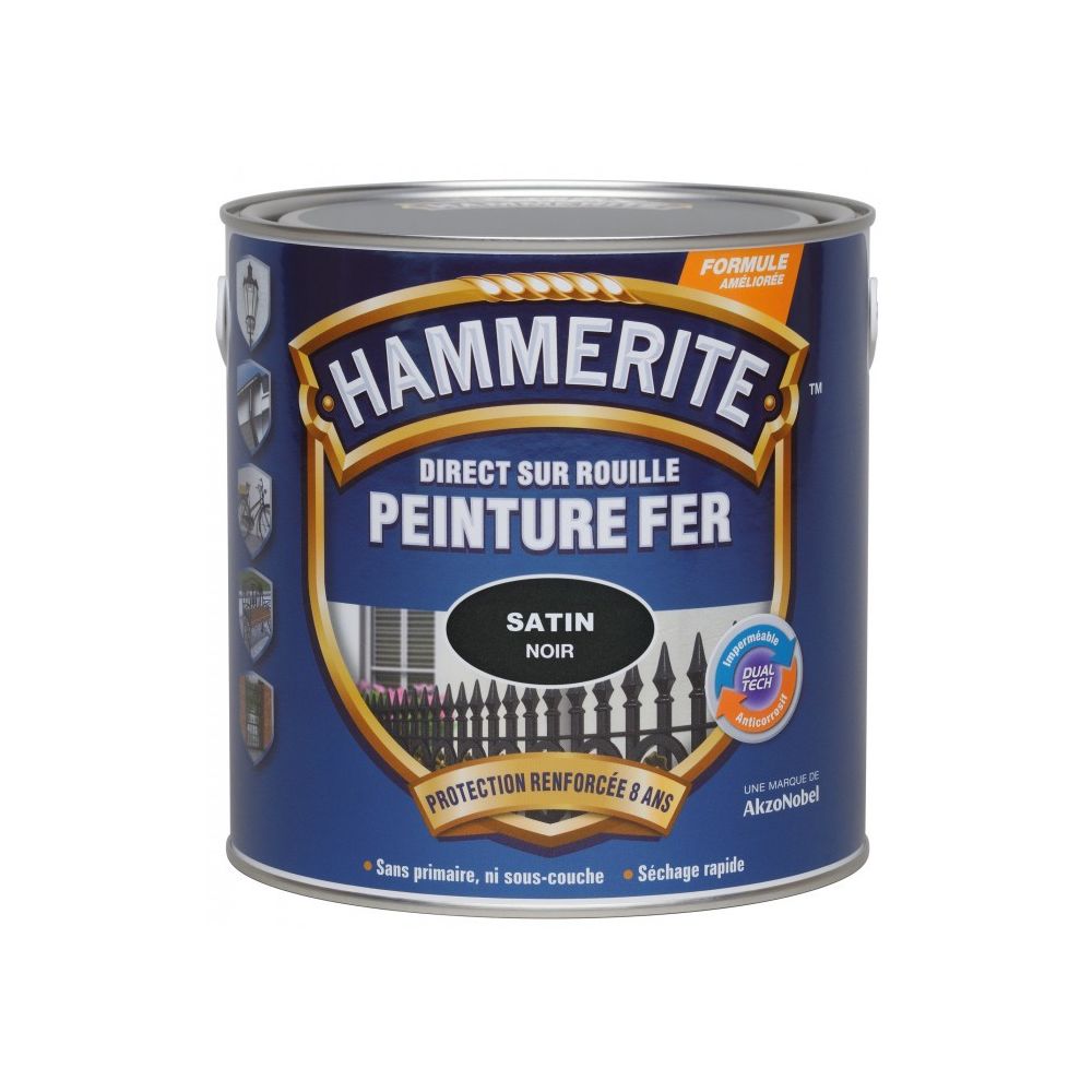 marque generique - Peinture fer - Noir brillant - 750 ml - HAMMERITE - Peinture intérieure