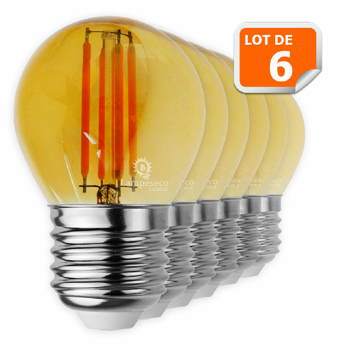 Lampesecoenergie - Lot de 6 Ampoules Led Filament forme G45 4 Watt (éq 42 watts) Culot E27 - Ampoules LED
