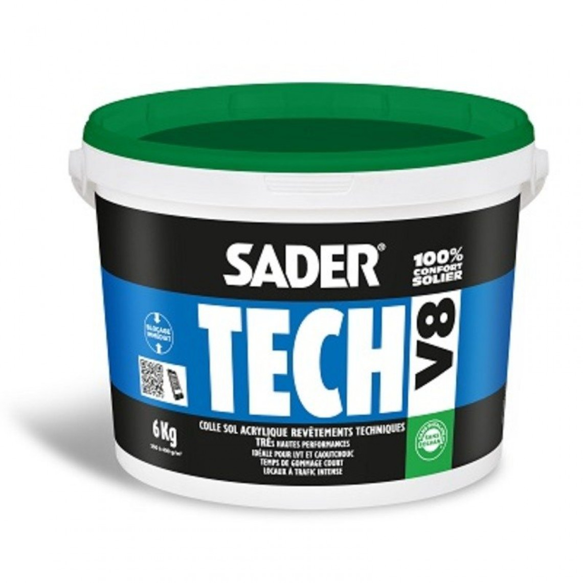 Sader - SADERTECH V8 - 6kg - Colle sol acrylique hautes performances - BOSTIK - Colle revêtement sol & mur