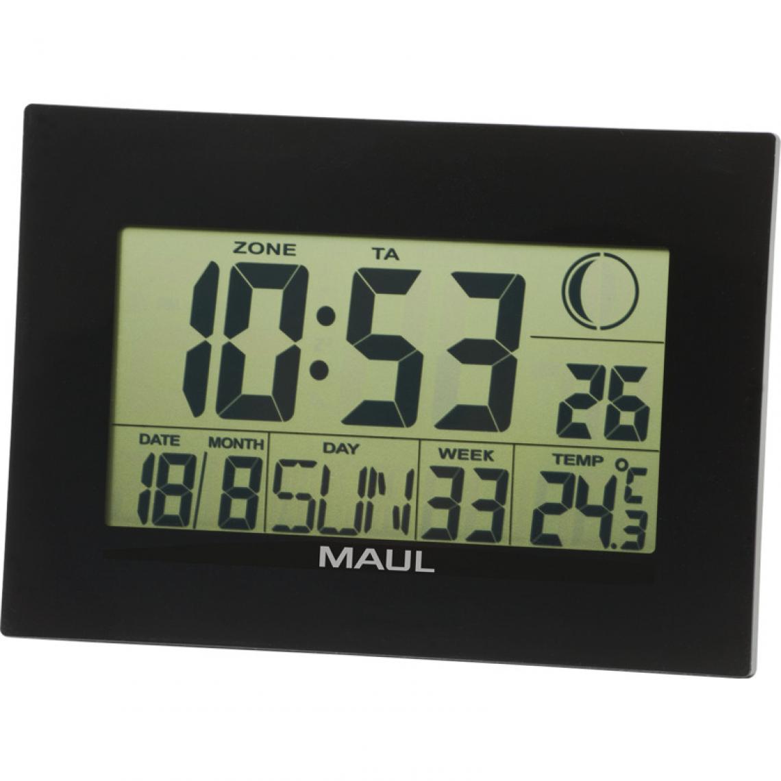 Maul - MAUL Horloge murale radio pilotée MAULflow, numérique, noir () - Télérupteurs, minuteries et horloges