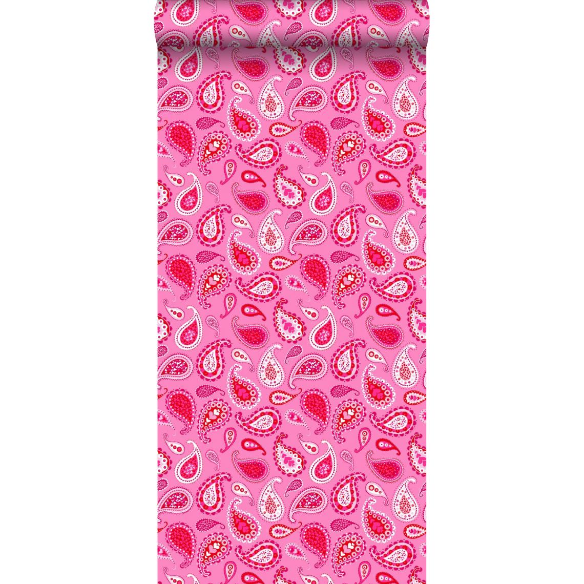 ESTAhome - ESTAhome papier peint paisleys rose bonbon - 115737 - 53 cm x 10,05 m - Papier peint