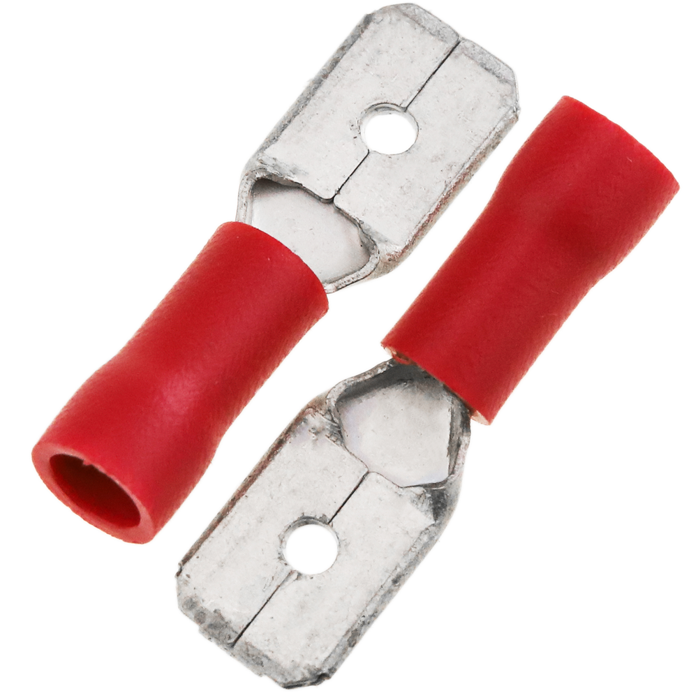 Bematik - Terminal Faston mâle 6,3 mm rouge Pack de 100 unités - Fils et câbles électriques