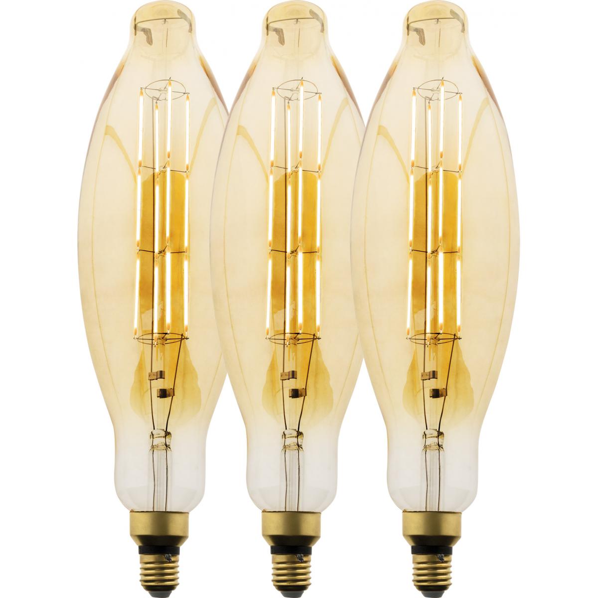 Elexity - Lot de 3 ampoules LED Filament Géante Tube - 5W E27 350lm 2500K (Blanc chaud) - Ampoules LED