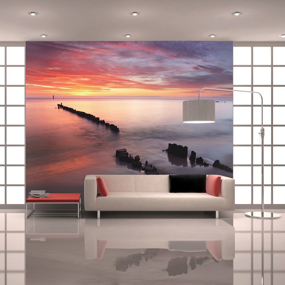 Bimago - Papier peint - Lever du soleil sur la Mer Baltique - Décoration, image, art | 450x270 cm | XXl - Grand Format | - Papier peint