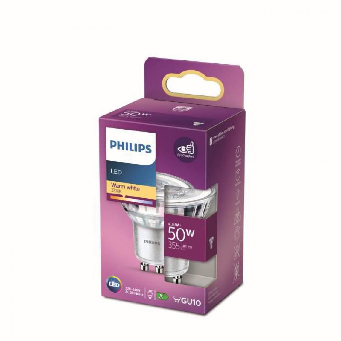 Philips - Philips Ampoule LED Equivalent50W GU10 Blanc chaud Non Dimmable - Ampoules LED