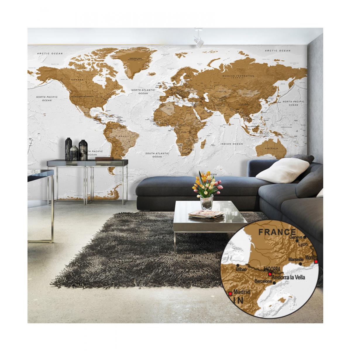 Artgeist - Papier peint XXL - World Map: White Oceans II 500x280 - Papier peint