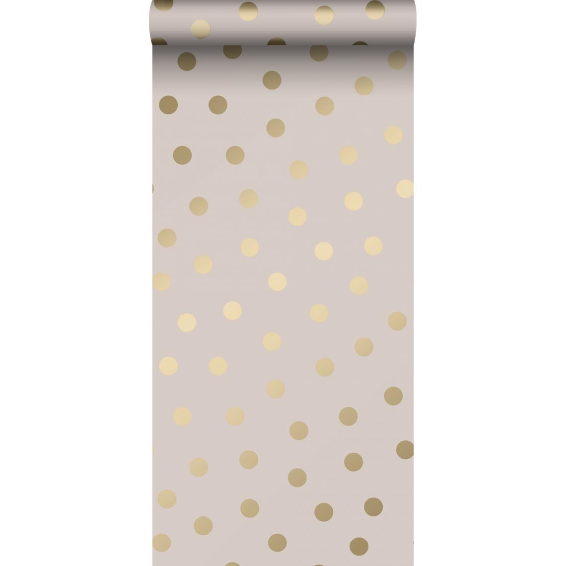ESTAhome - ESTAhome papier peint à motif de petits points rose clair et or - 139244 - 0.53 x 10.05 m - Papier peint