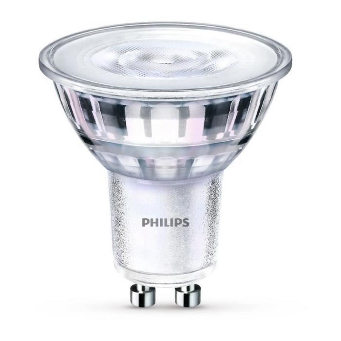 Philips - Spot LED classique GU10 - 5,5 W équivalent a 50 W - Blanc - Intensité réglable - Ampoules LED