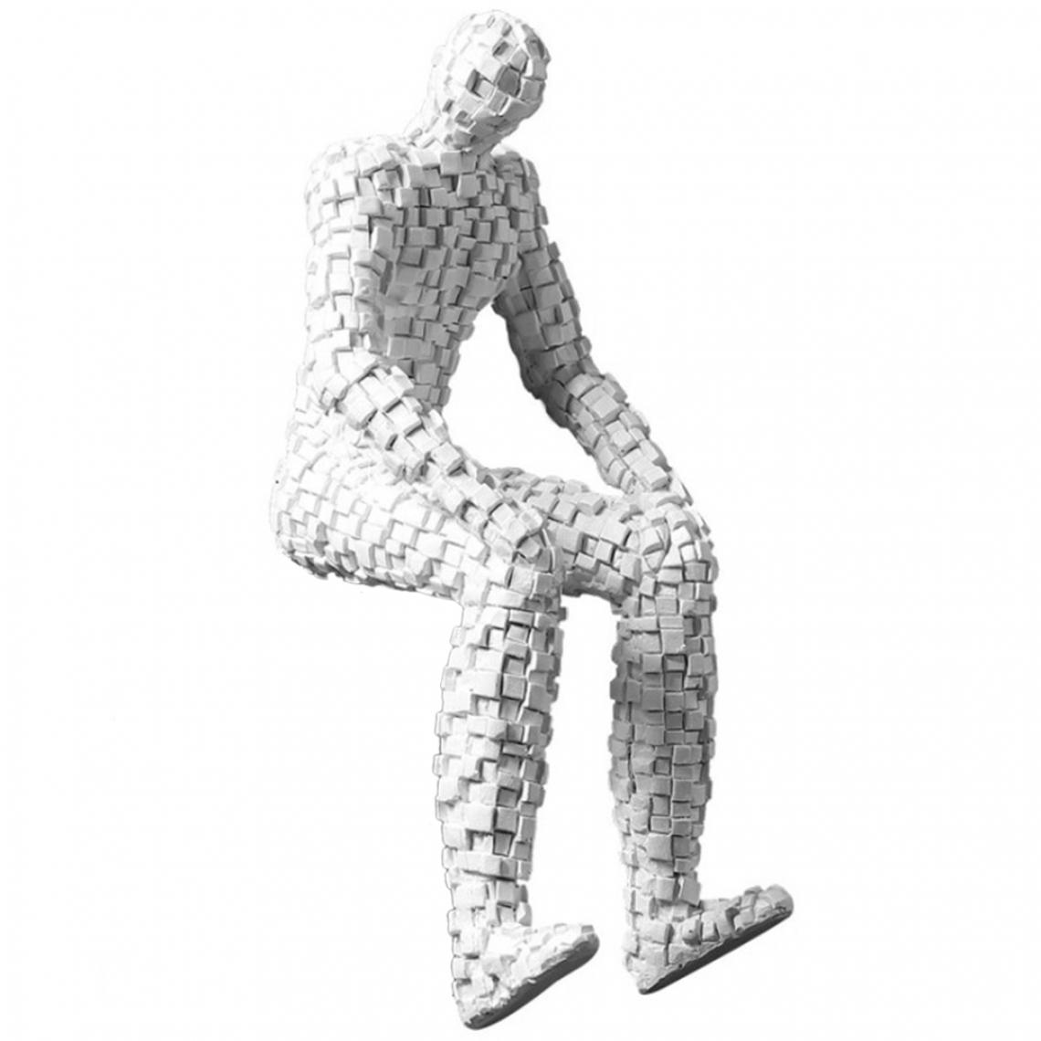 marque generique - Penseur Figurine Mosaïque Pensant Homme Sculpture Statue De Table Blanc S'asseoir - Statues