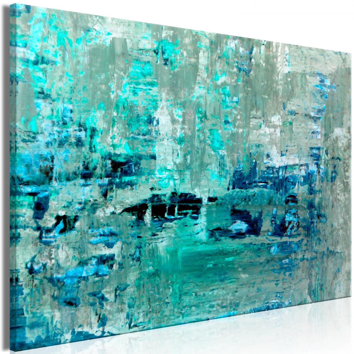 Decoshop26 - Tableau sur toile décoration murale image imprimée cadre en bois à suspendre Feuille de glace (1 partie) large 120x80 cm 11_0002613 - Tableaux, peintures