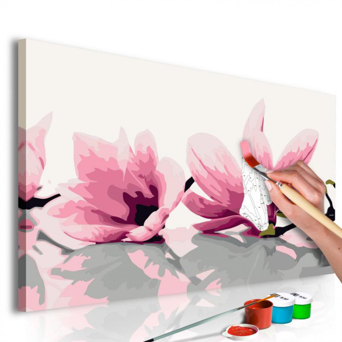 Paris Prix - Tableau à Peindre Soi-Même Magnolia Fond Blanc 40x60cm - Tableaux, peintures