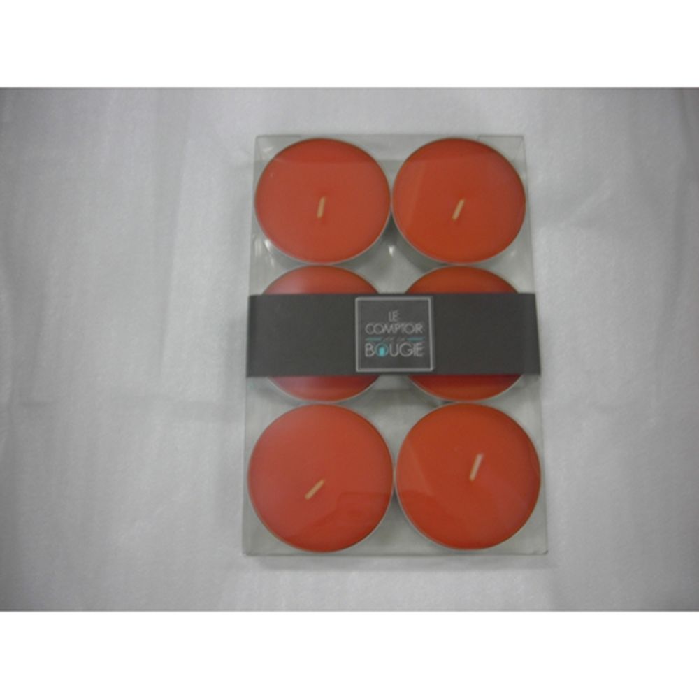 Comptoir Des Bougies - Lot de 6 bougies colorées - Diam. 5,9 cm - Orange - Bougies