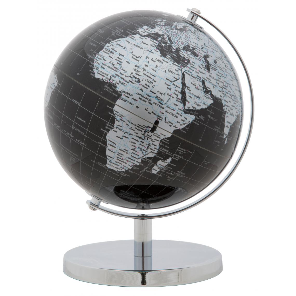 Alter - Globe décoratif, Plastique et Fer, Couleur Noir, Dimensions : 20 x 20 x 28 cm - Objets déco